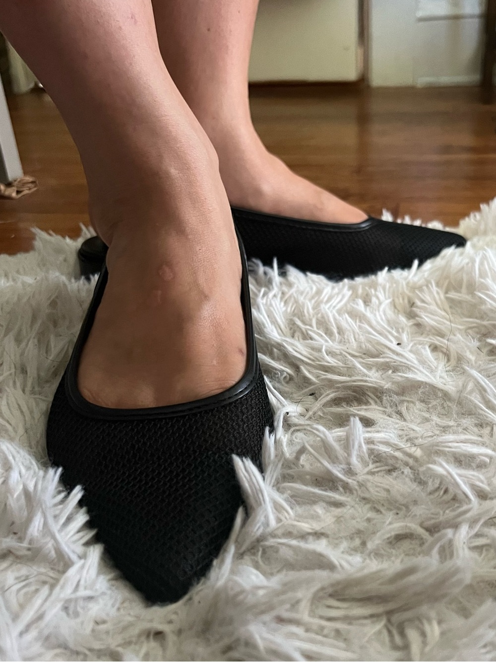 Black Pointed Toe Slingback Flats - Minimal Women's Shoes